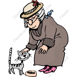 Charming of an Elderly Woman with Cat