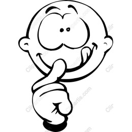 Whimsical Finger-to-Lips Cartoon