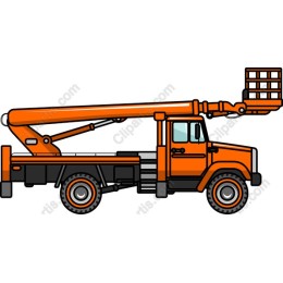 Orange Aerial Lift Truck