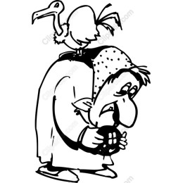 Whimsical Old Woman with Stork