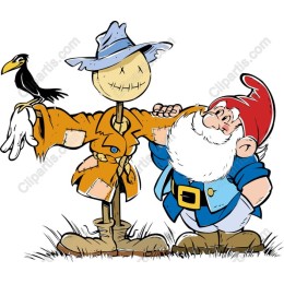 Whimsical Scarecrow and Gnome