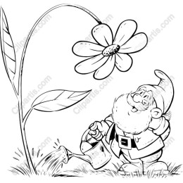 Whimsical Gnome Watering Flower
