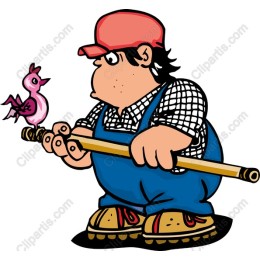 Whimsical Fisherman with Pink Bird