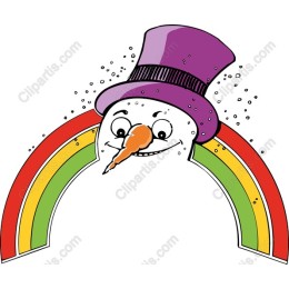 Cheerful Snowman with Rainbow