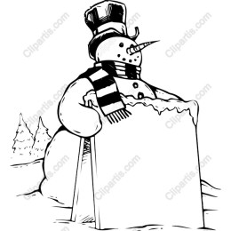 Customizable Snowman with Blank Sign