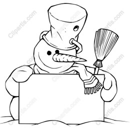 Snowman with Blank Sign
