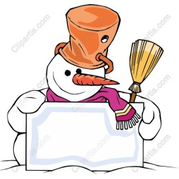 Cheerful Snowman with Blank Sign