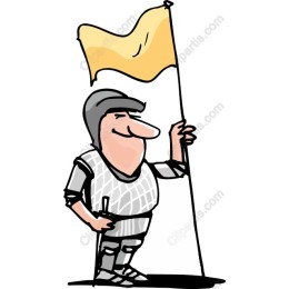 Cheerful Cartoon Knight with Flag