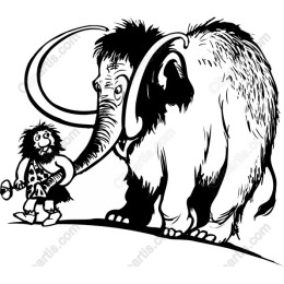 Whimsical Woolly Mammoth and Caveman