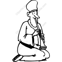 Whimsical Musician Playing Wind Instrument