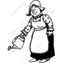 Cheerful Grandmother Watering Can