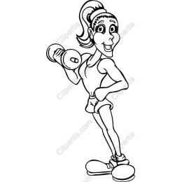 Cheerful Fitness Woman with Dumbbell