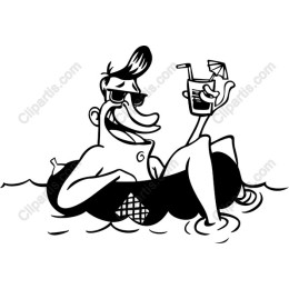 Cheerful Man Floating in Pool