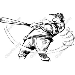 Cartoon Baseball Player Swinging Bat
