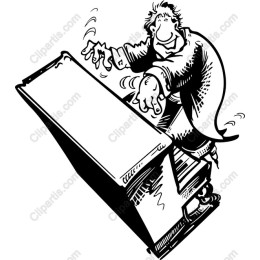Cheerful Character Leaning Over Table
