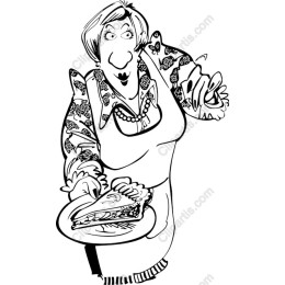Cheerful Cake Serving Lady