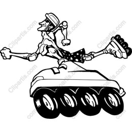 Whimsical Skater on Wheeled Vehicle