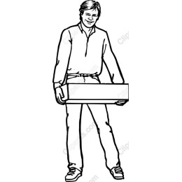 Cheerful Male Figure Holding Box