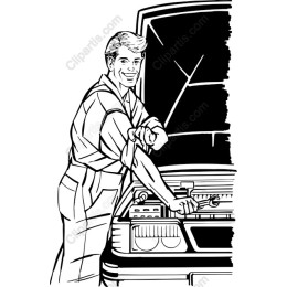 Cheerful Mechanic Working Under the Hood