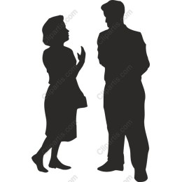 Silhouette of Connection: Man and Woman in Conversation