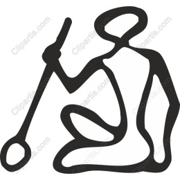 Minimalist Human Figure with Stick