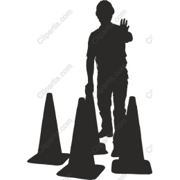 Playful Child with Traffic Cones