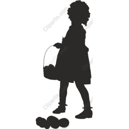 Joyful Girl Collecting Eggs