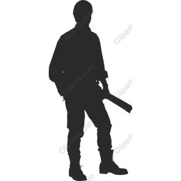 Silhouette of a Worker with Tool