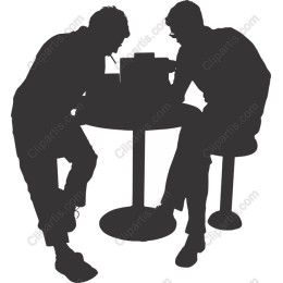 Silhouette of Two Figures Engaged in Conversation