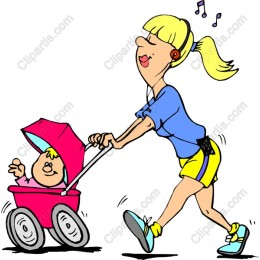 Cheerful Mother and Baby Stroller