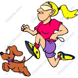 Energetic Jogging Woman with Dog