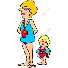 Cheerful Lifeguard and Kid Summer