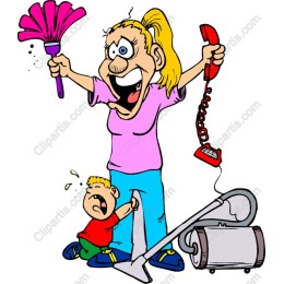 Multitasking Mom Cleaning