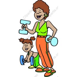 Joyful Mother and Daughter Workout
