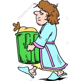 Whimsical Character with Trashcan