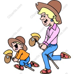 Mother and Child Cowboy Playtime
