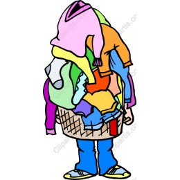 Colorful Laundry Basket Overflowing with Clothes