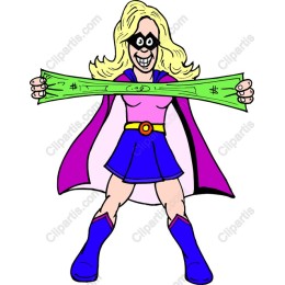 Empowering Superheroine Holding Money