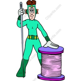 Cheerful Superhero Seamstress