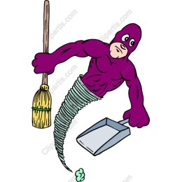 Whimsical Purple Cleaning Superhero