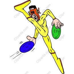 Energetic Superhero Throwing Discs