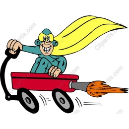 Monkey Superhero in Wagon