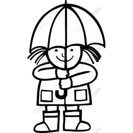 Cheerful Girl with Umbrella