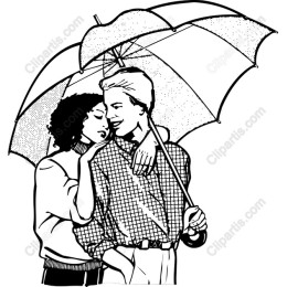 Romantic Couple Under Umbrella