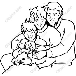 Family Embracing Puppy