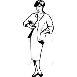 Timeless Elegance: Fashionable Woman Drawing