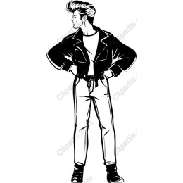 Retro Cool Young Man in Leather Jacket