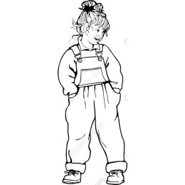 Charming Playful Girl in Overalls