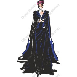 Elegant Fashion in Black and Blue Gown