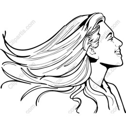 Joyful Woman with Flowing Hair